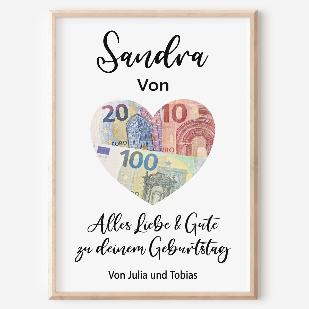 Geldgeschenk Poster Geburtstag Personalisiert