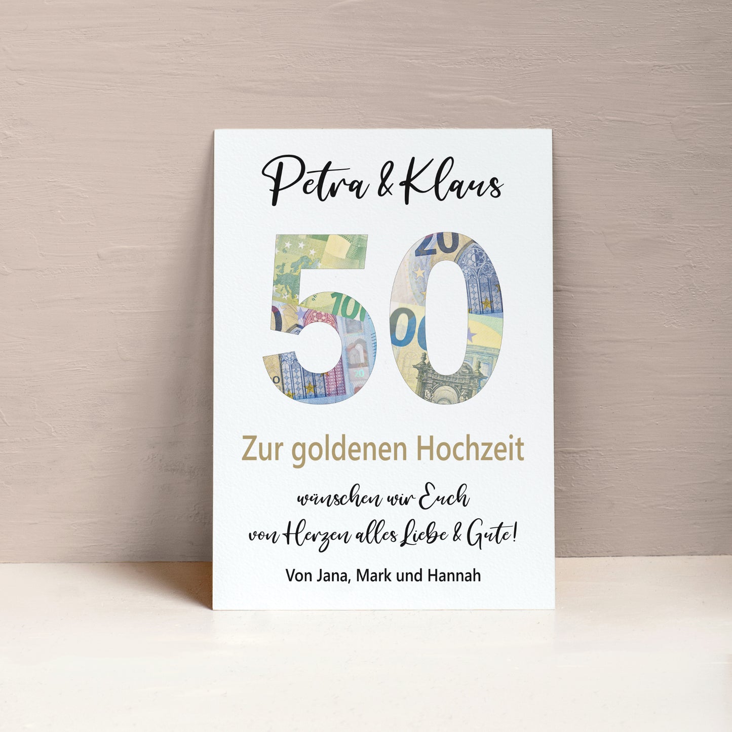 Geldgeschenk goldene Hochzeit Jubiläum Poster Personalisiert Goldhochzeit 50 Jahre Hochzeitstag