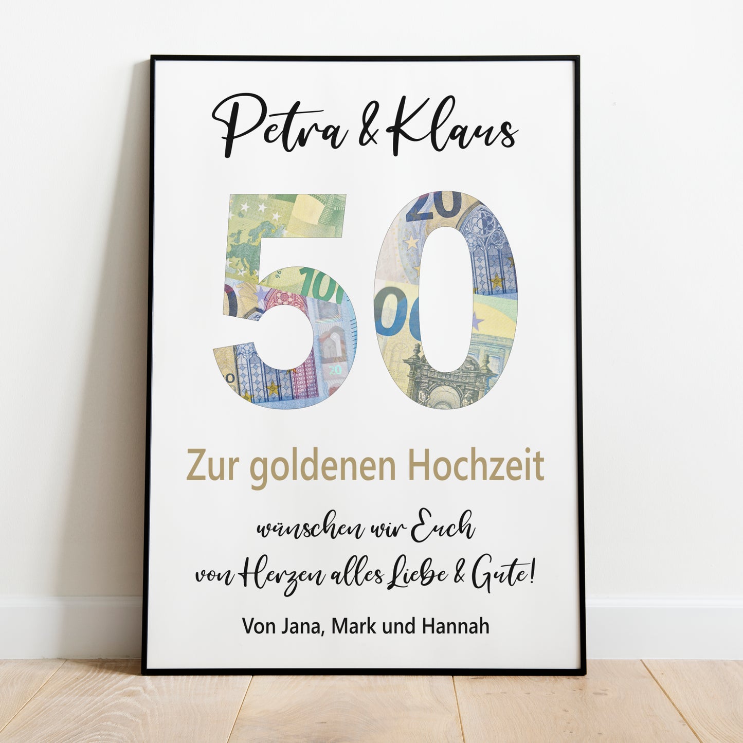 Geldgeschenk goldene Hochzeit Jubiläum Poster Personalisiert Goldhochzeit 50 Jahre Hochzeitstag