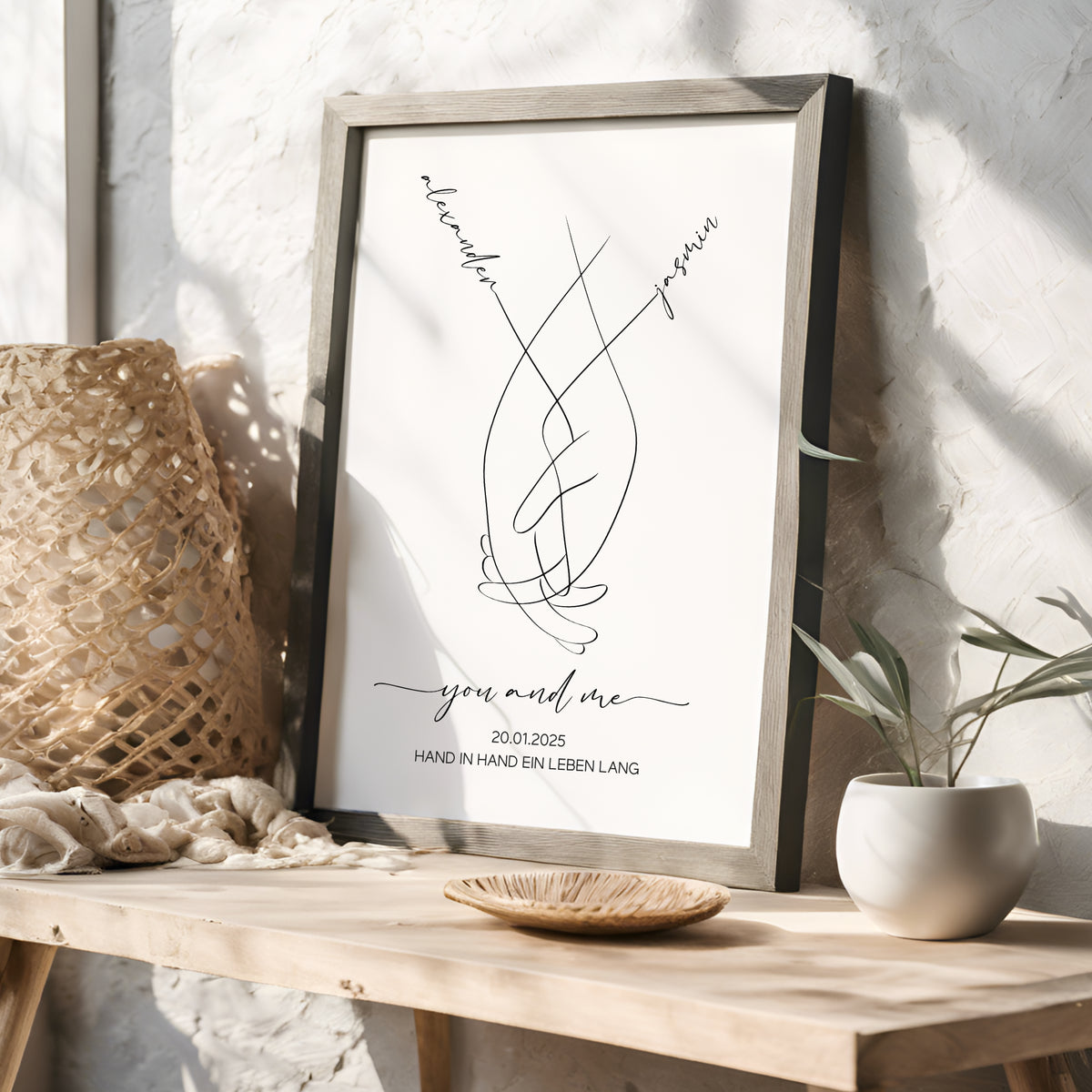 Pärchen Hände Poster Personalisiert Hochzeitsgeschenk Hand in Hand Jahrestag Hochzeitstag Verlobung Valentinstag Hochzeitsbild