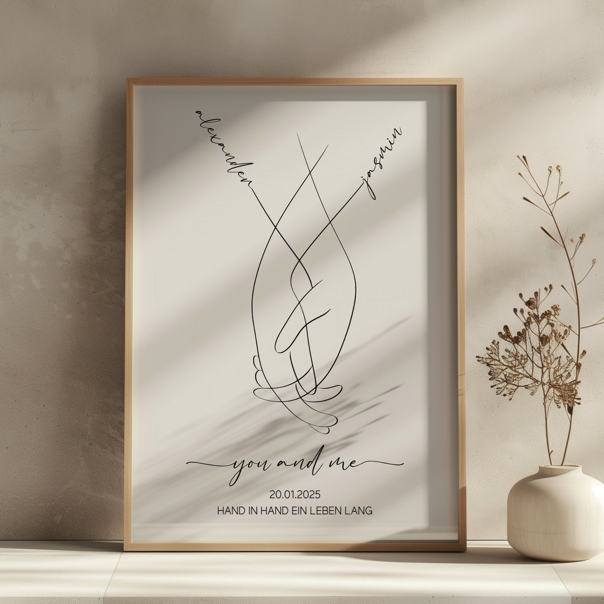 Pärchen Hände Poster Personalisiert Hochzeitsgeschenk Hand in Hand Jahrestag Hochzeitstag Verlobung Valentinstag Hochzeitsbild