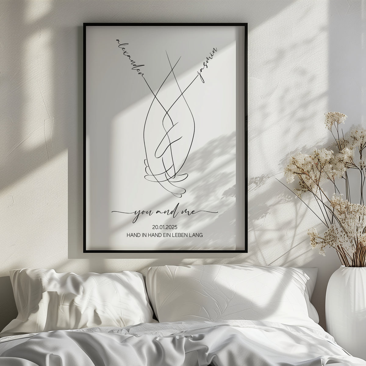 Pärchen Hände Poster Personalisiert Hochzeitsgeschenk Hand in Hand Jahrestag Hochzeitstag Verlobung Valentinstag Hochzeitsbild