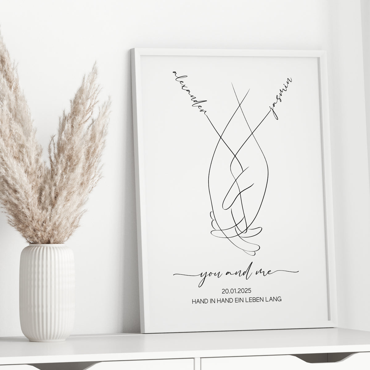 Pärchen Hände Poster Personalisiert Hochzeitsgeschenk Hand in Hand Jahrestag Hochzeitstag Verlobung Valentinstag Hochzeitsbild