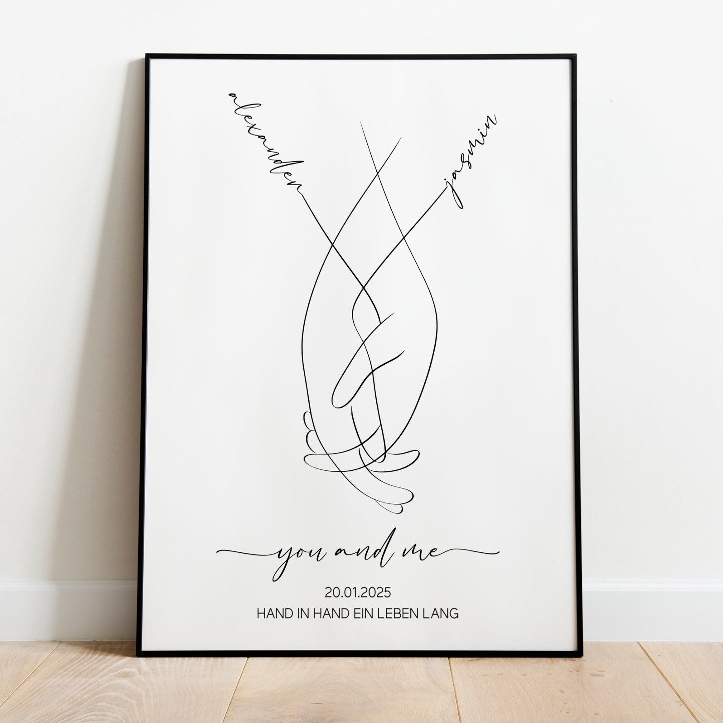 Pärchen Hände Poster Personalisiert Hochzeitsgeschenk Hand in Hand Jahrestag Hochzeitstag Verlobung Valentinstag Hochzeitsbild