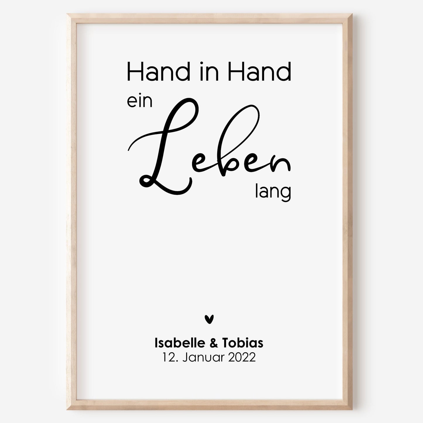 Pärchen Poster Hand in Hand Personalisiert Hochzeit Beziehung Verlobung Heirat Hochzeitspaar