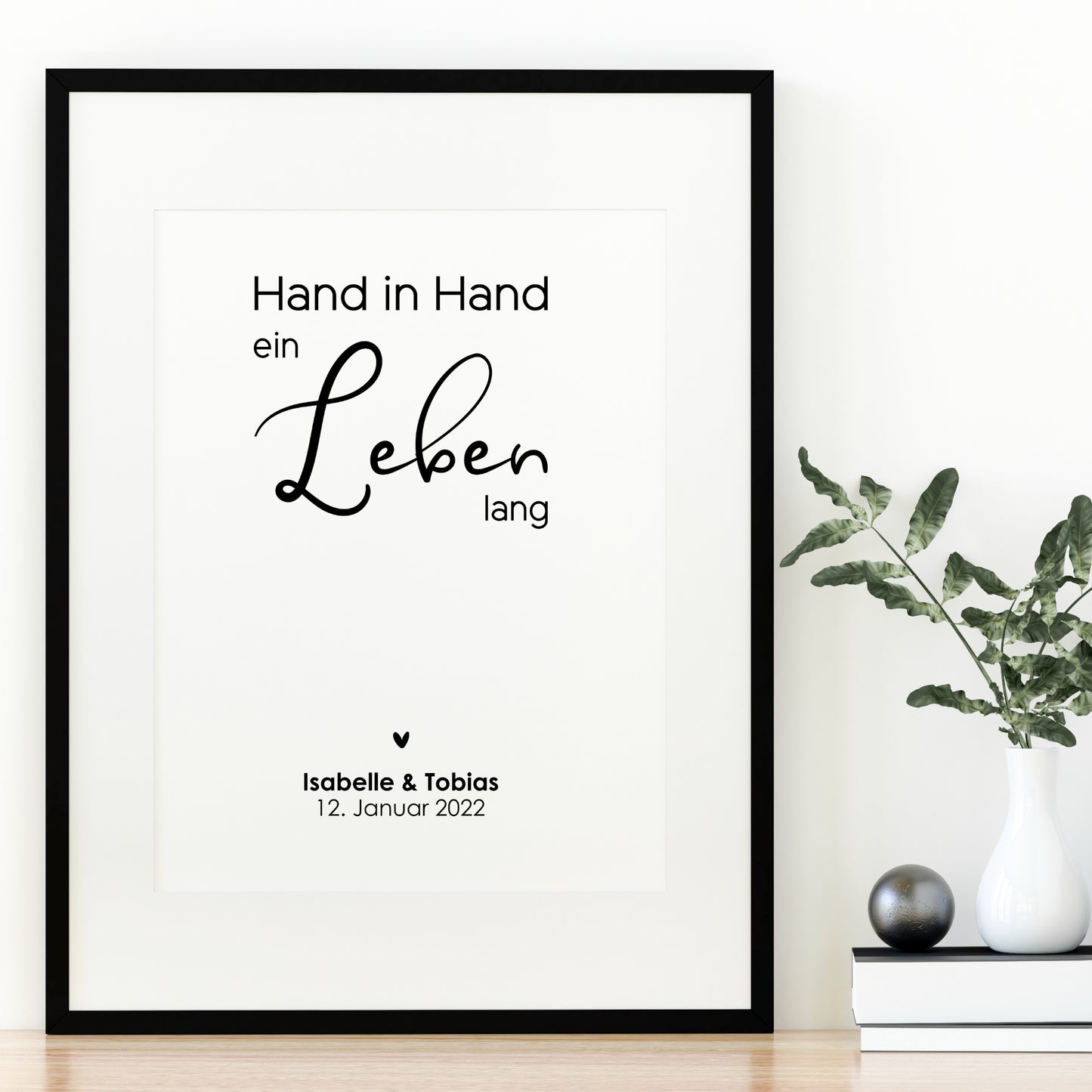 Pärchen Poster Hand in Hand Personalisiert Hochzeit Beziehung Verlobung Heirat Hochzeitspaar
