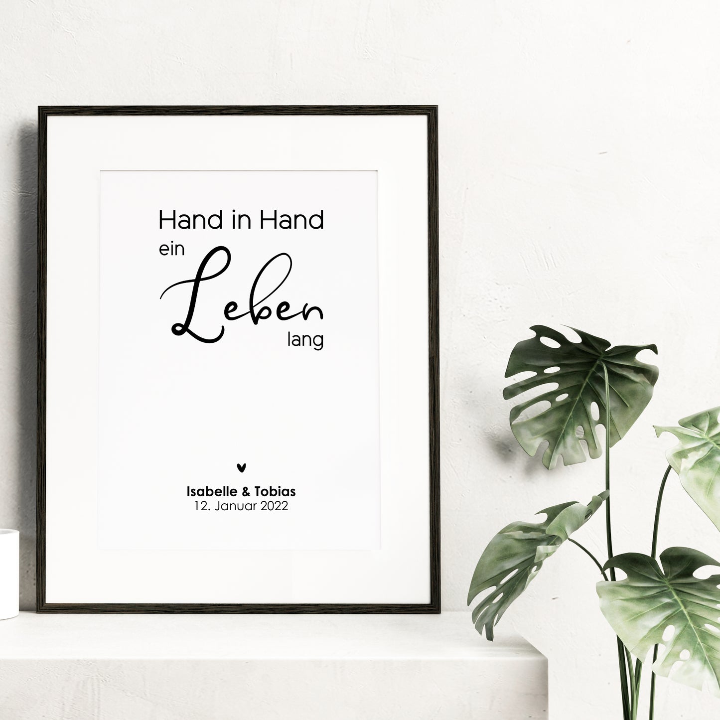 Pärchen Poster Hand in Hand Personalisiert Hochzeit Beziehung Verlobung Heirat Hochzeitspaar