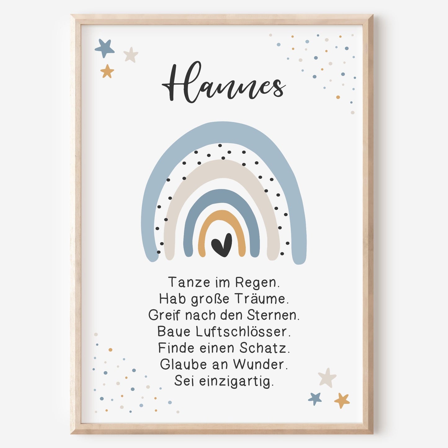 Kinderzimmer Poster Affirmation Jungen Regenbogen Hellblau personalisiert