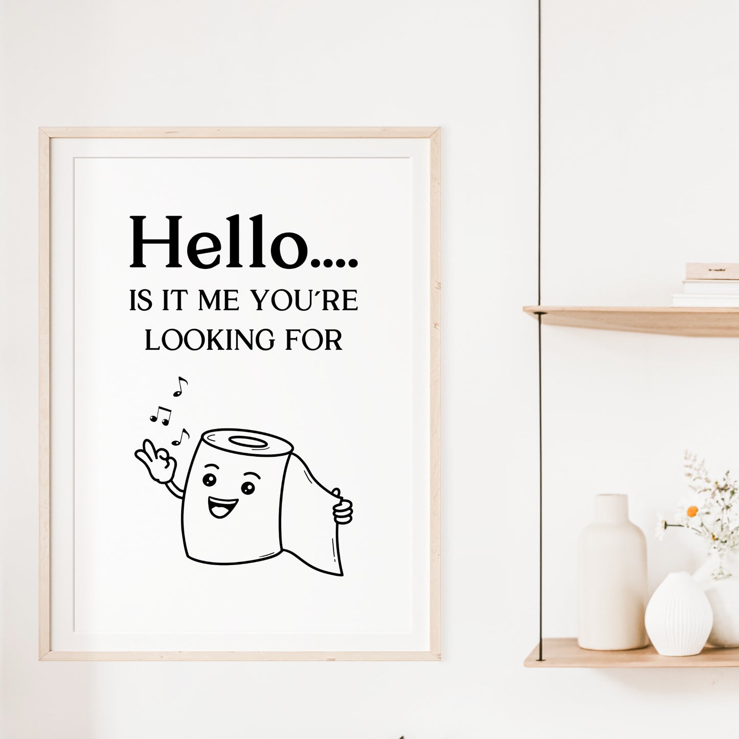 Hello Poster Badezimmer Toilette Gäste WC Spruch lustig Minimalistisch schwarz weiß Humor