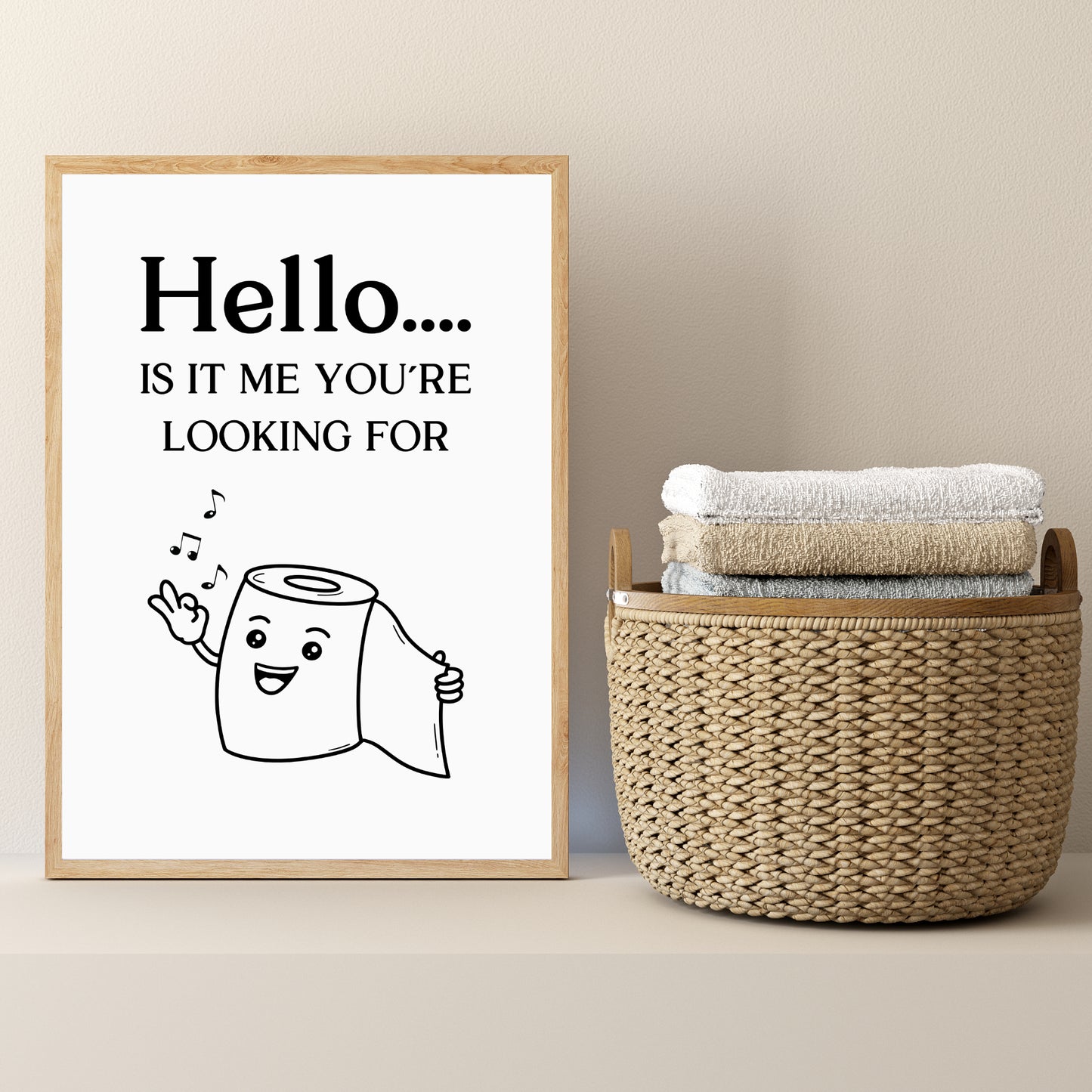 Hello Poster Badezimmer Toilette Gäste WC Spruch lustig Minimalistisch schwarz weiß Humor
