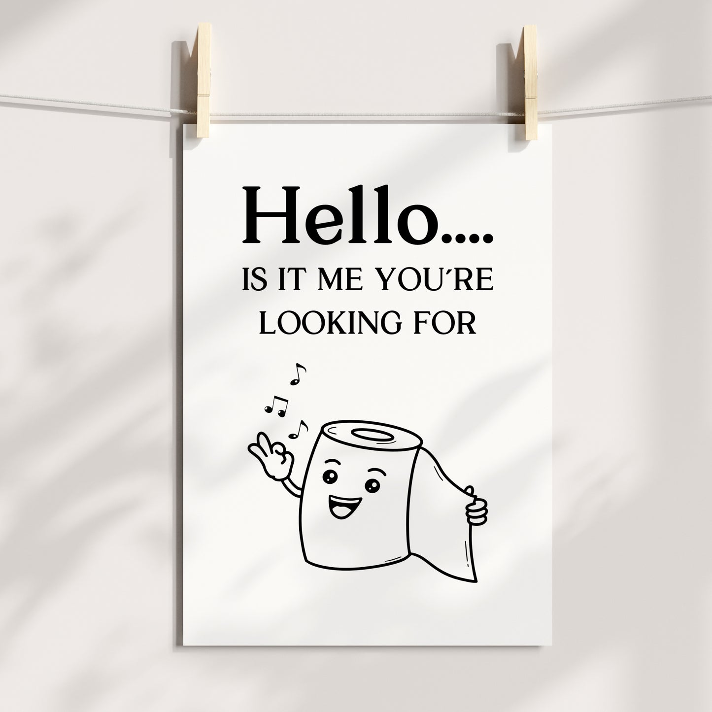 Hello Poster Badezimmer Toilette Gäste WC Spruch lustig Minimalistisch schwarz weiß Humor