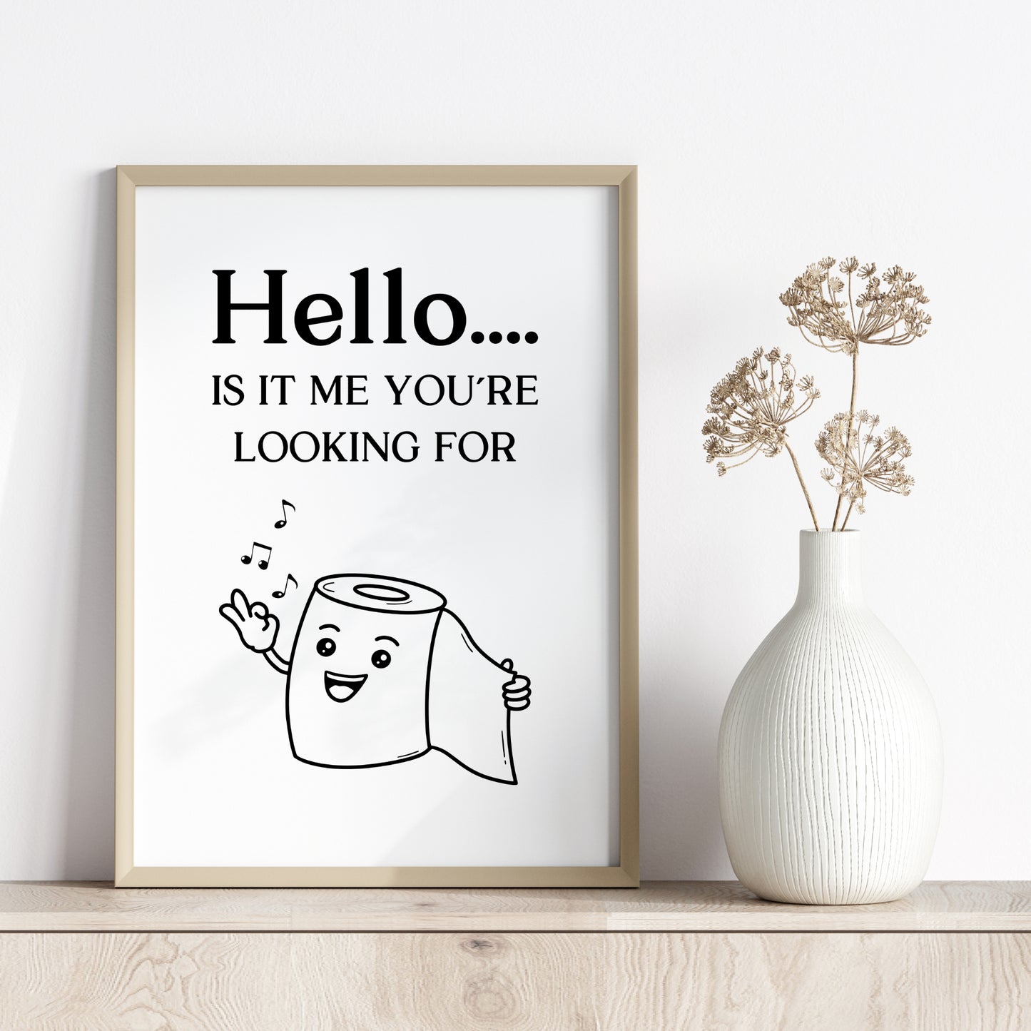 Hello Poster Badezimmer Toilette Gäste WC Spruch lustig Minimalistisch schwarz weiß Humor