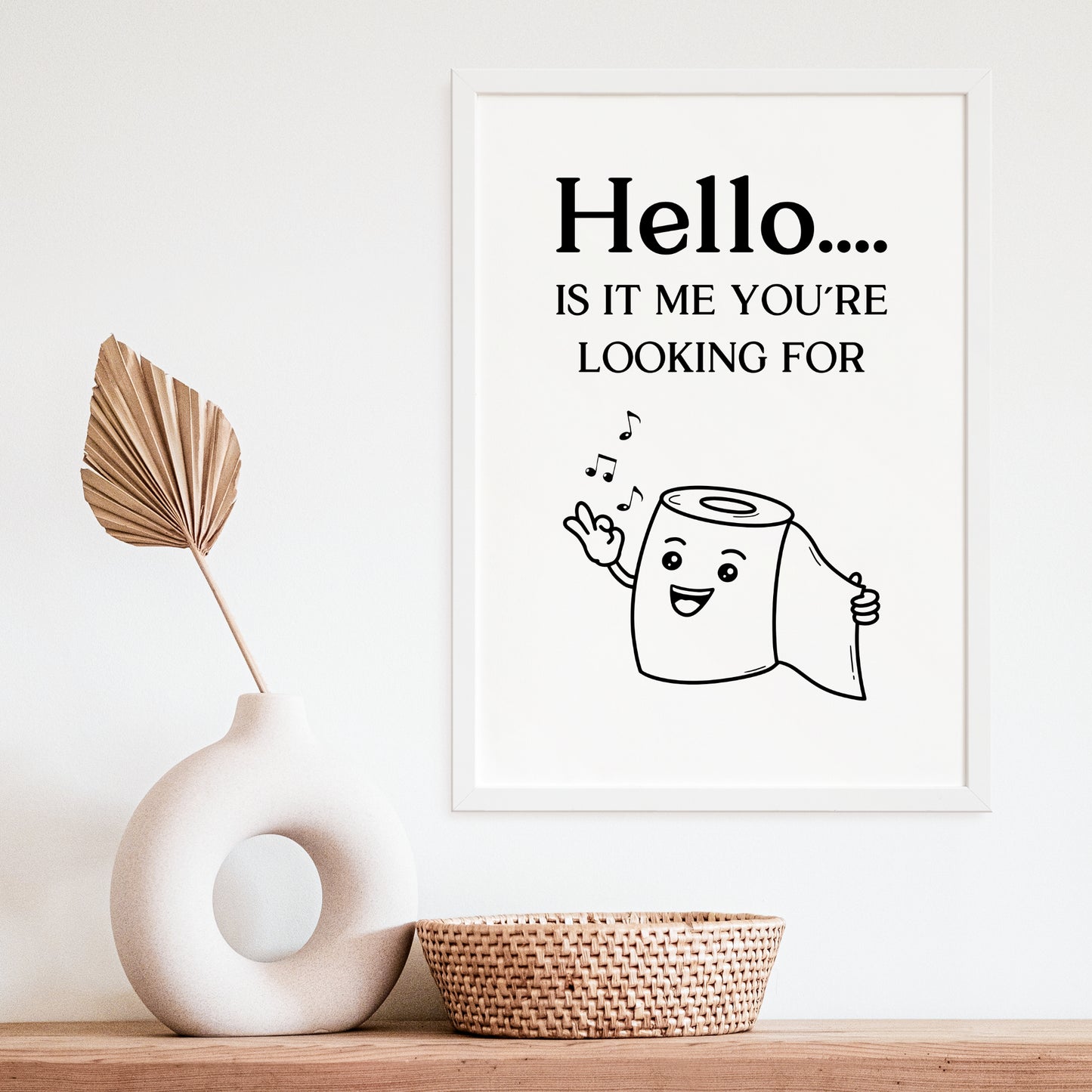 Hello Poster Badezimmer Toilette Gäste WC Spruch lustig Minimalistisch schwarz weiß Humor