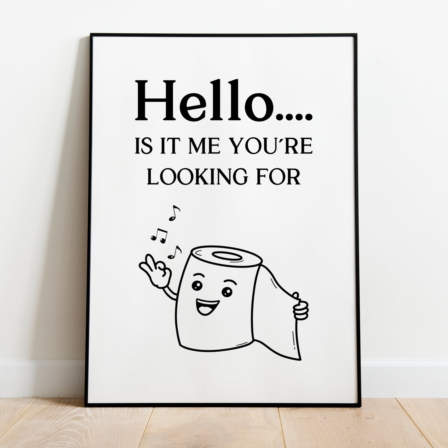 Hello Poster Badezimmer Toilette Gäste WC Spruch lustig Minimalistisch schwarz weiß Humor