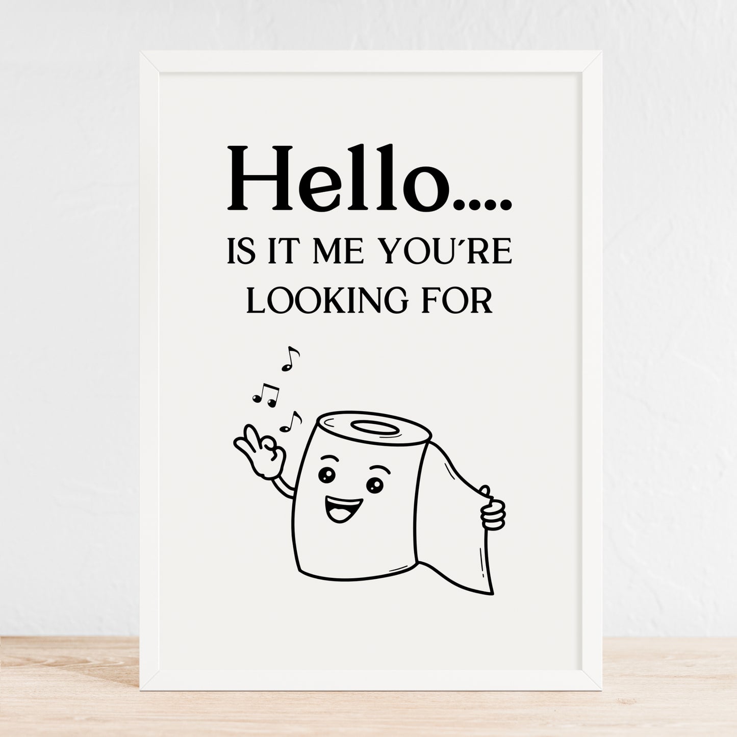 Hello Poster Badezimmer Toilette Gäste WC Spruch lustig Minimalistisch schwarz weiß Humor