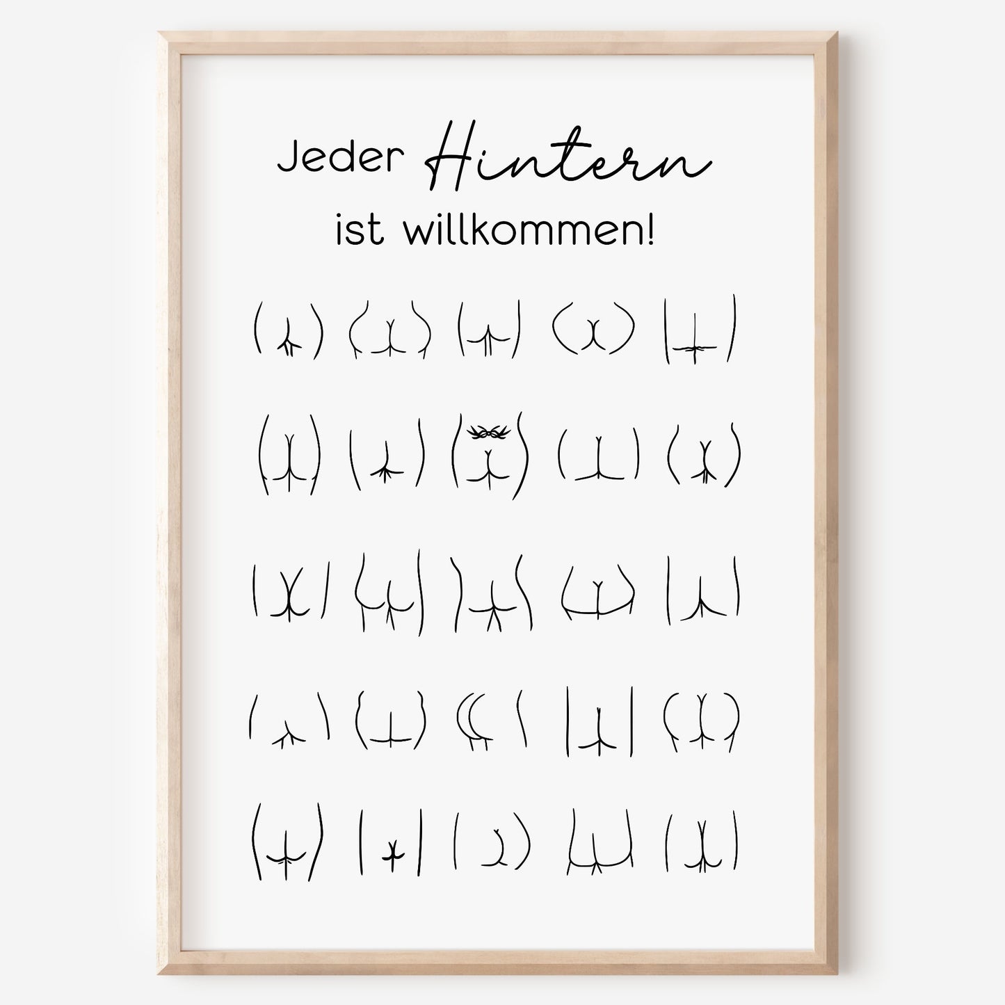 Hintern Po Poster Badezimmer Toilette Gäste WC Spruch lustig witzig Minimalistisch Körper Kunst Humor