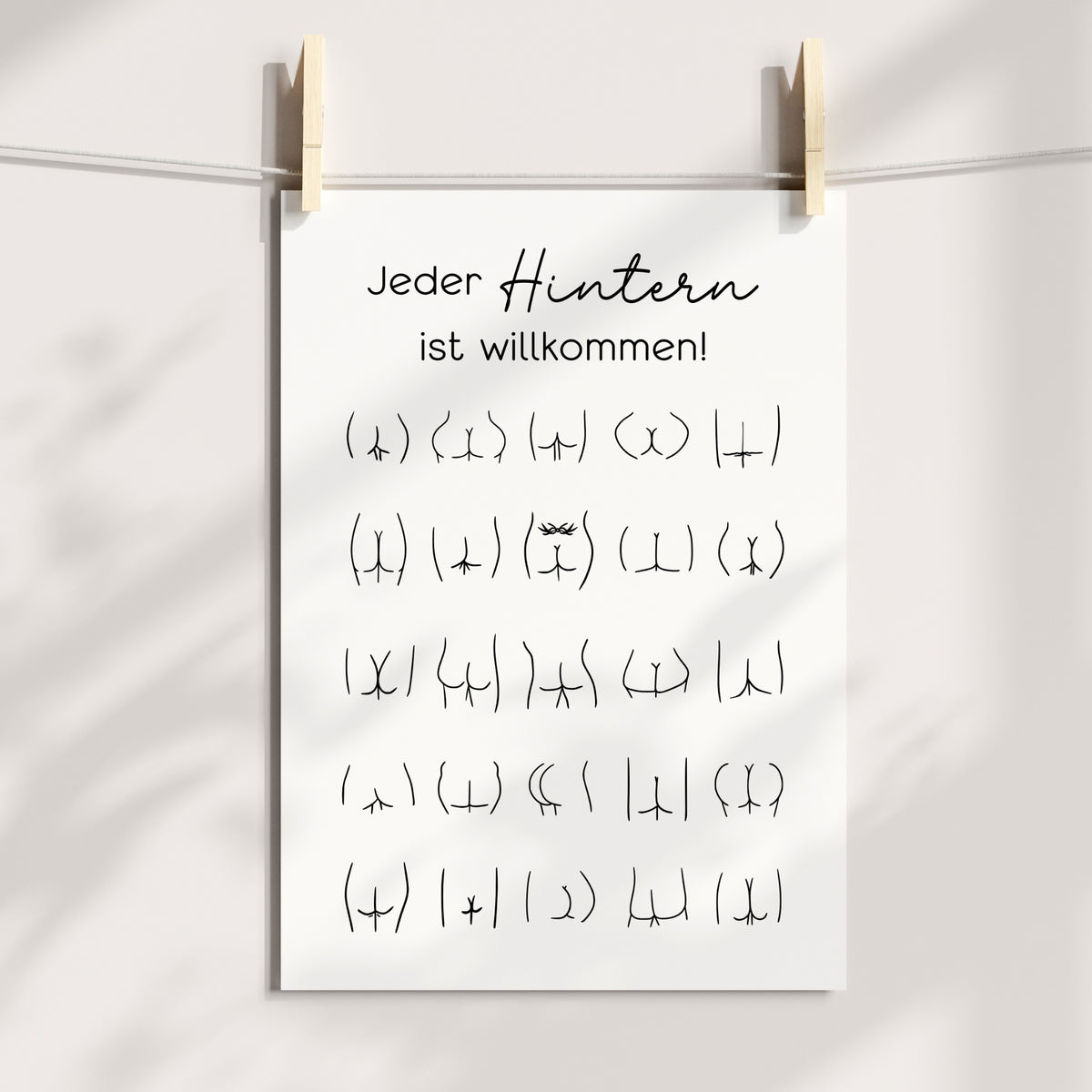 Hintern Po Poster Badezimmer Toilette Gäste WC Spruch lustig witzig Minimalistisch Körper Kunst Humor