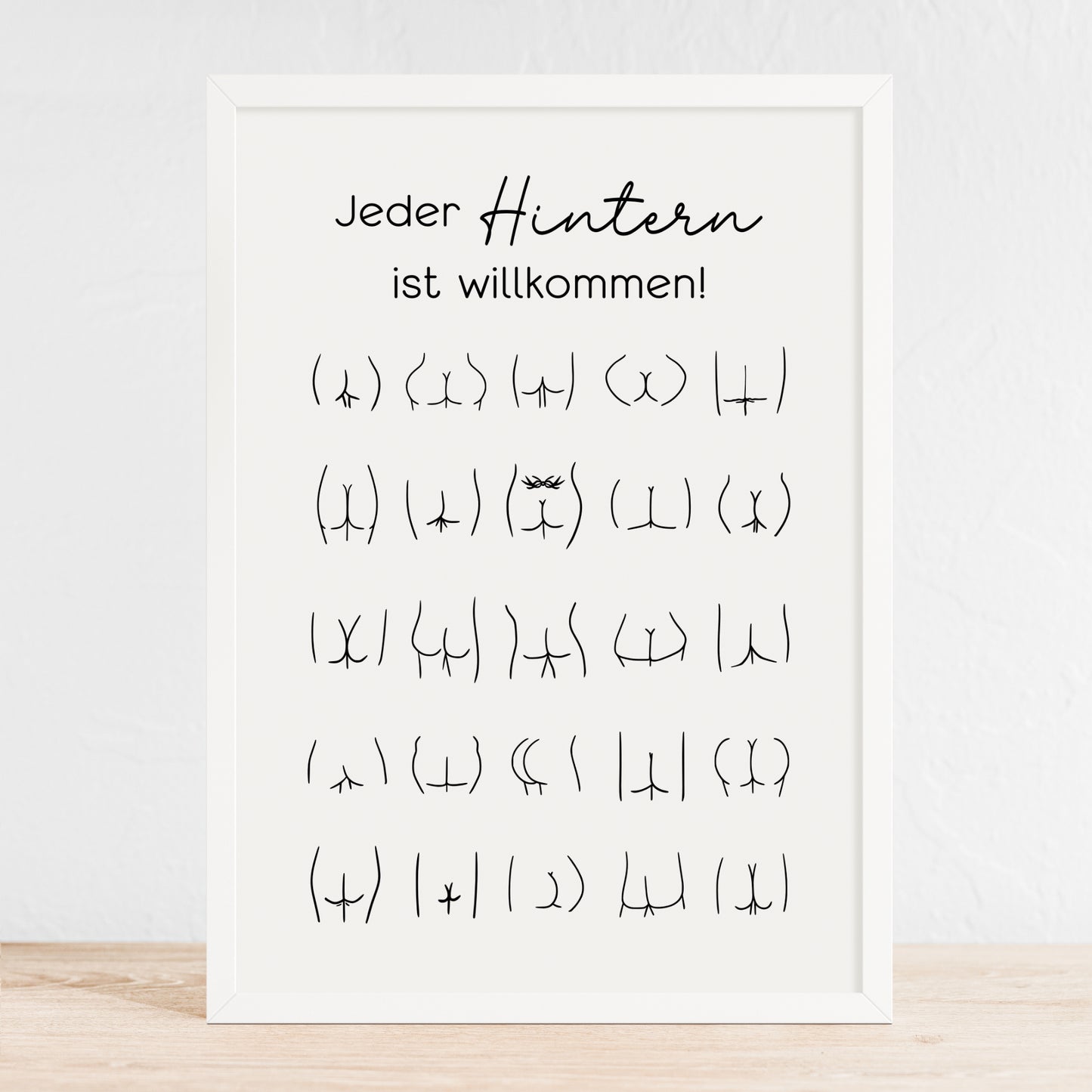 Hintern Po Poster Badezimmer Toilette Gäste WC Spruch lustig witzig Minimalistisch Körper Kunst Humor