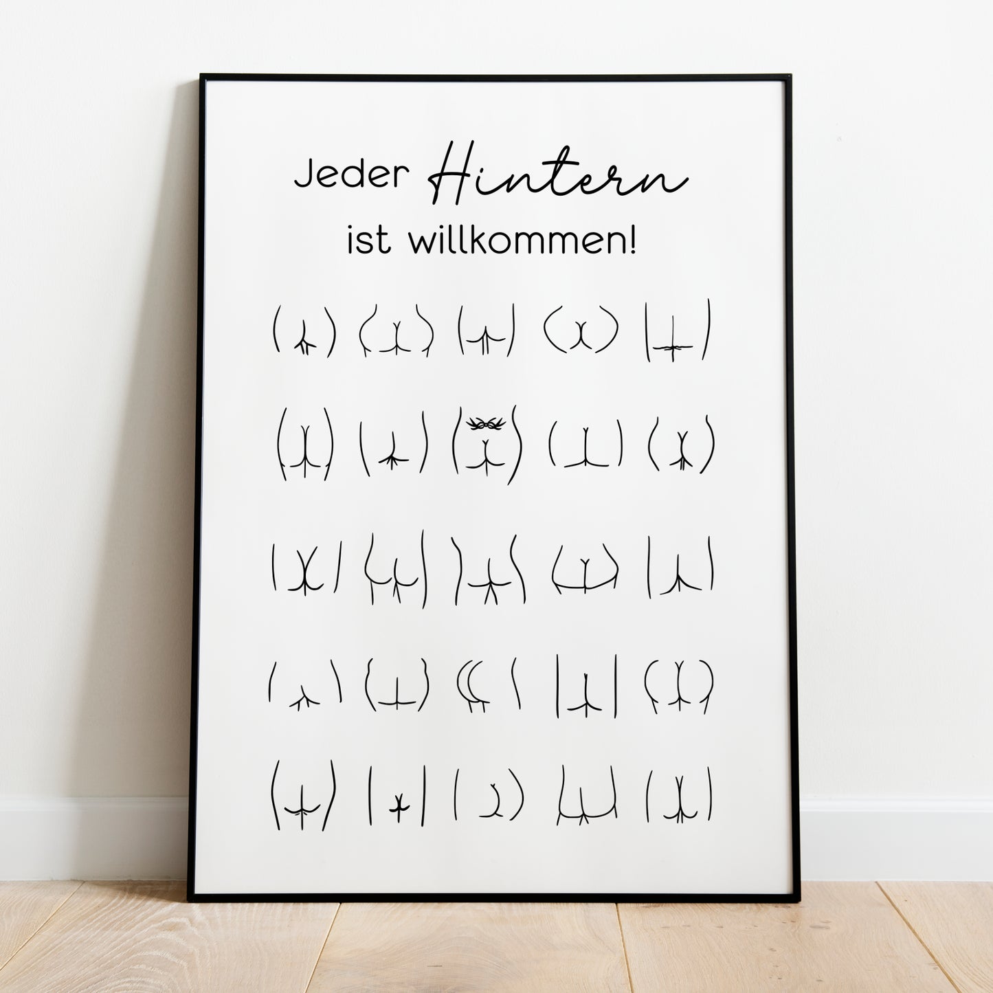 Hintern Po Poster Badezimmer Toilette Gäste WC Spruch lustig witzig Minimalistisch Körper Kunst Humor