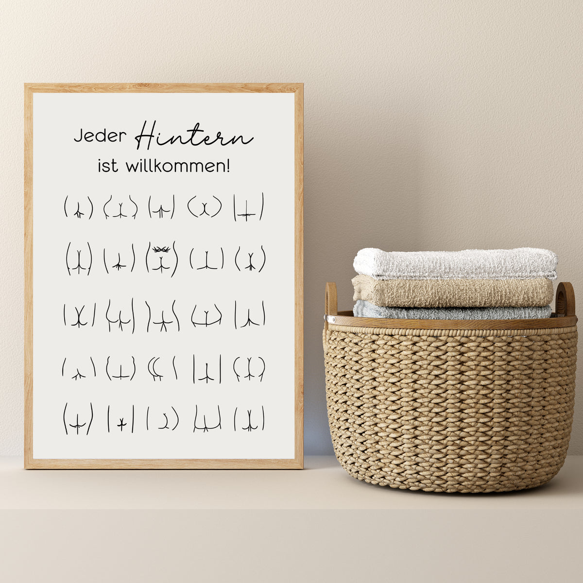 Hintern Po Poster Badezimmer Toilette Gäste WC Spruch lustig witzig Minimalistisch Körper Kunst Humor