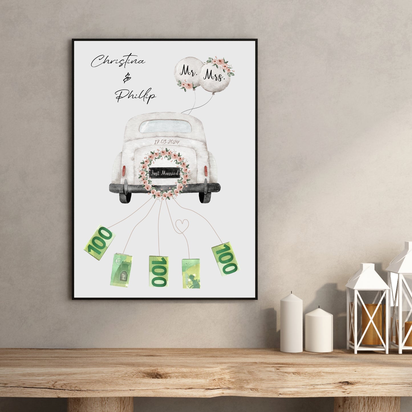Hochzeitsgeschenk Poster Personalisiert Geldscheine Hochzeit Brautpaar Geldgeschenk Heirat