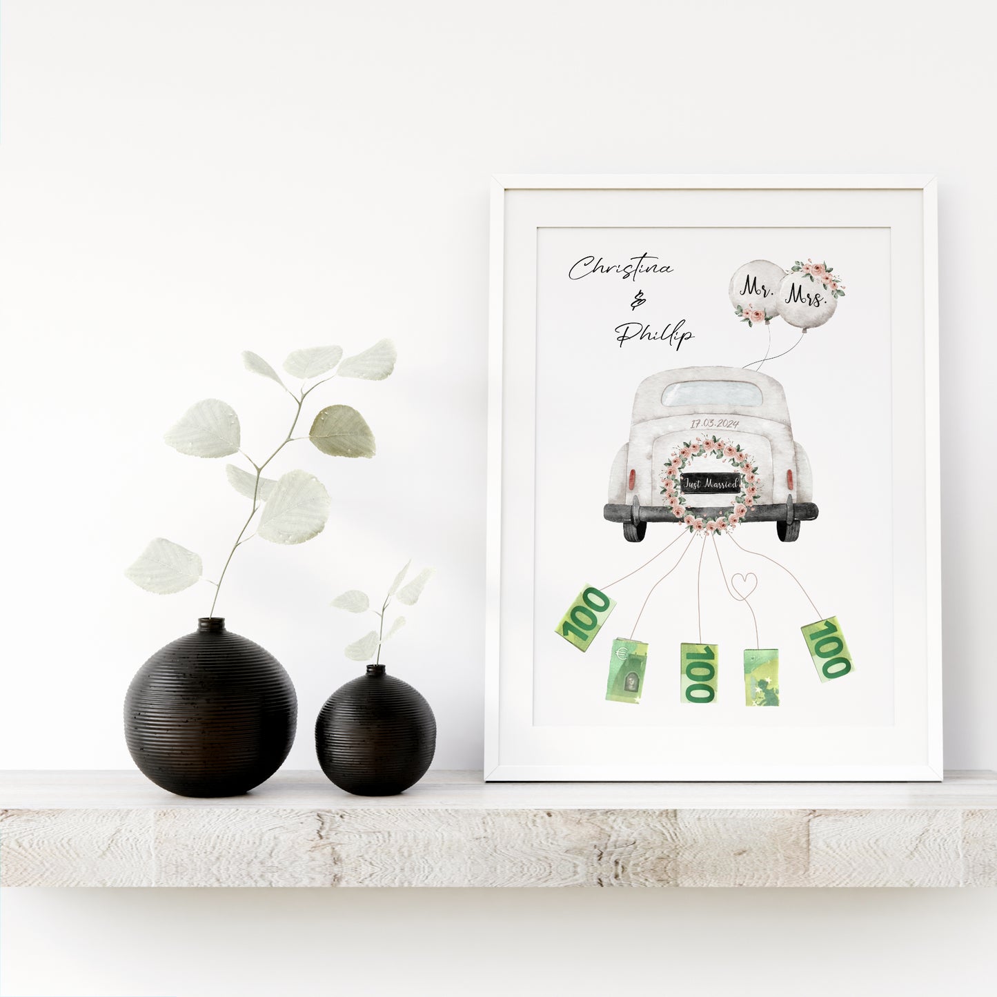 Hochzeitsgeschenk Poster Personalisiert Geldscheine Hochzeit Brautpaar Geldgeschenk Heirat
