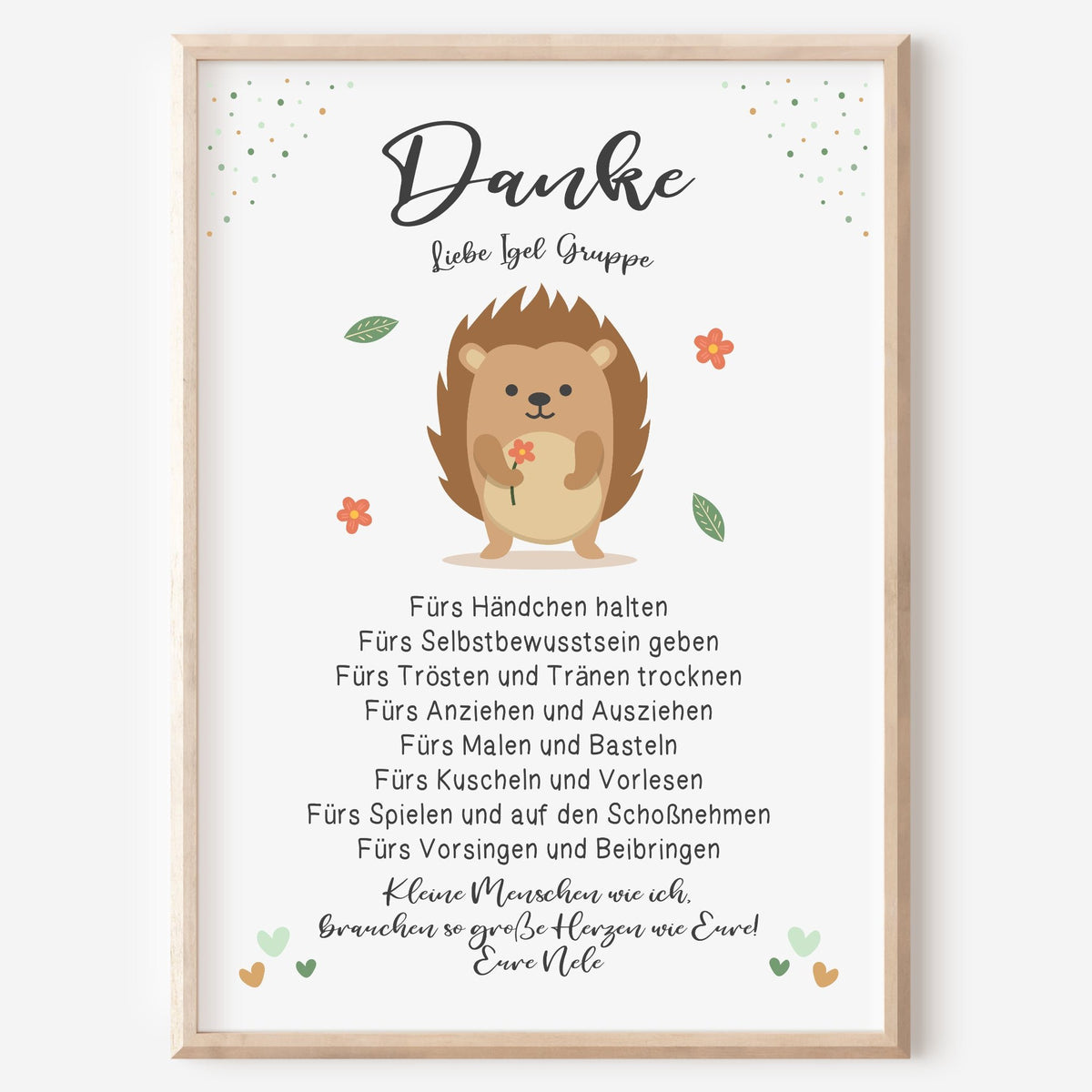 Abschiedsgeschenk Danke Kita Erzieherin Kindergarten Igel