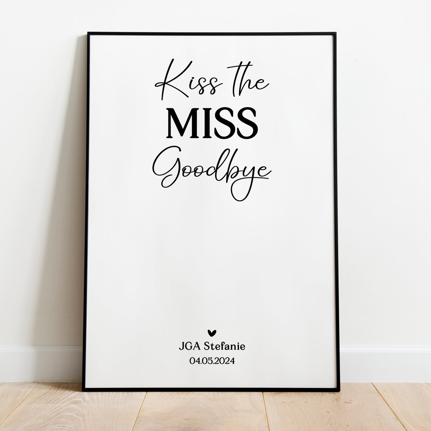 Kussmund Poster JGA Junggesellinnenabschied Personalisiert Brautparty Kiss the Miss Goodbye