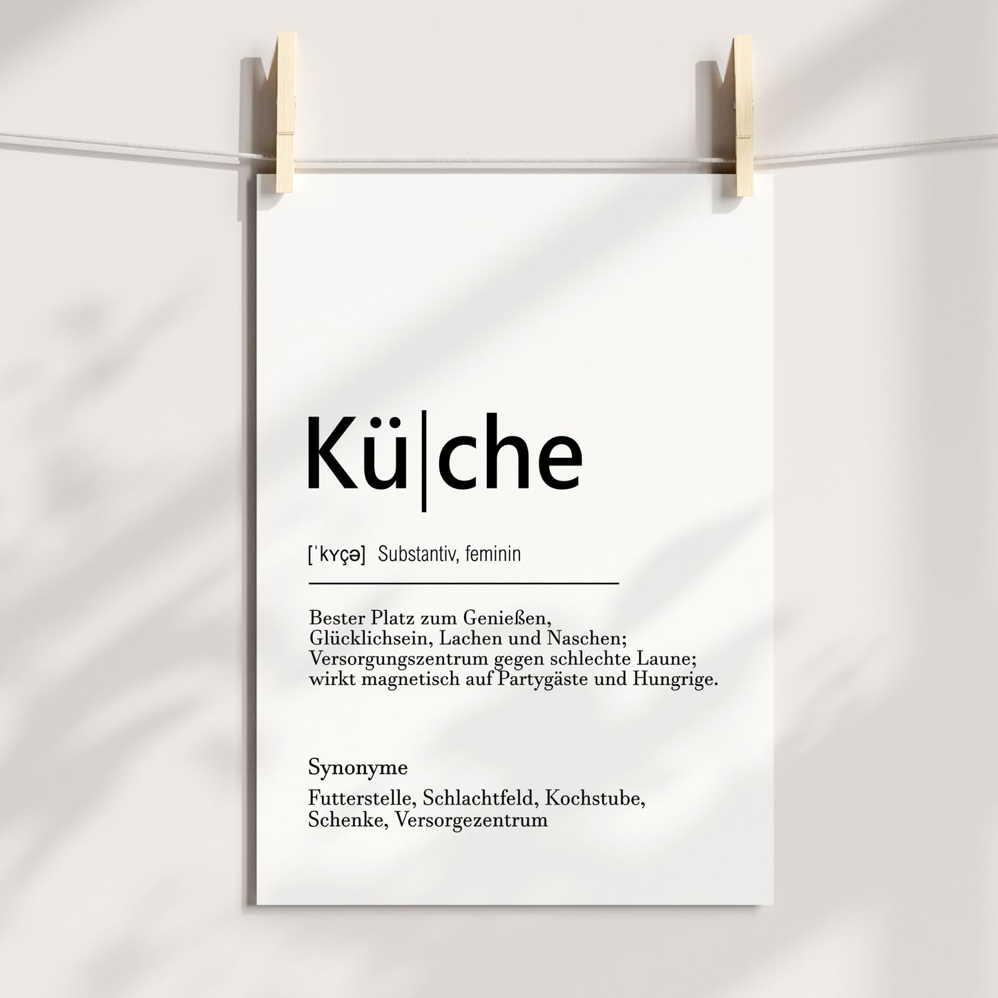 Küche Definition Poster Zuhause Home Familie Wanddeko schwarz weiß