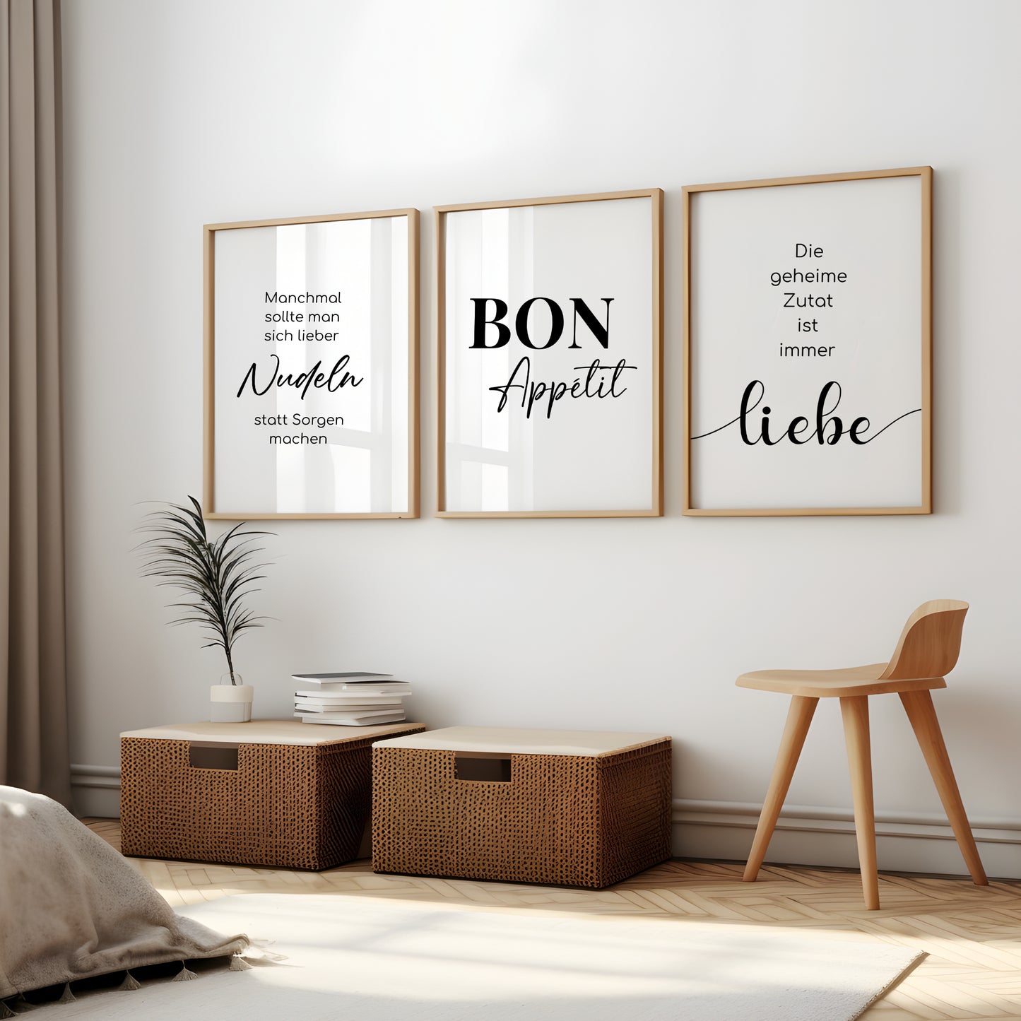 Küche Poster 3 er Set Küchenbild Bon Appetit Wanddeko Nudeln Kochen