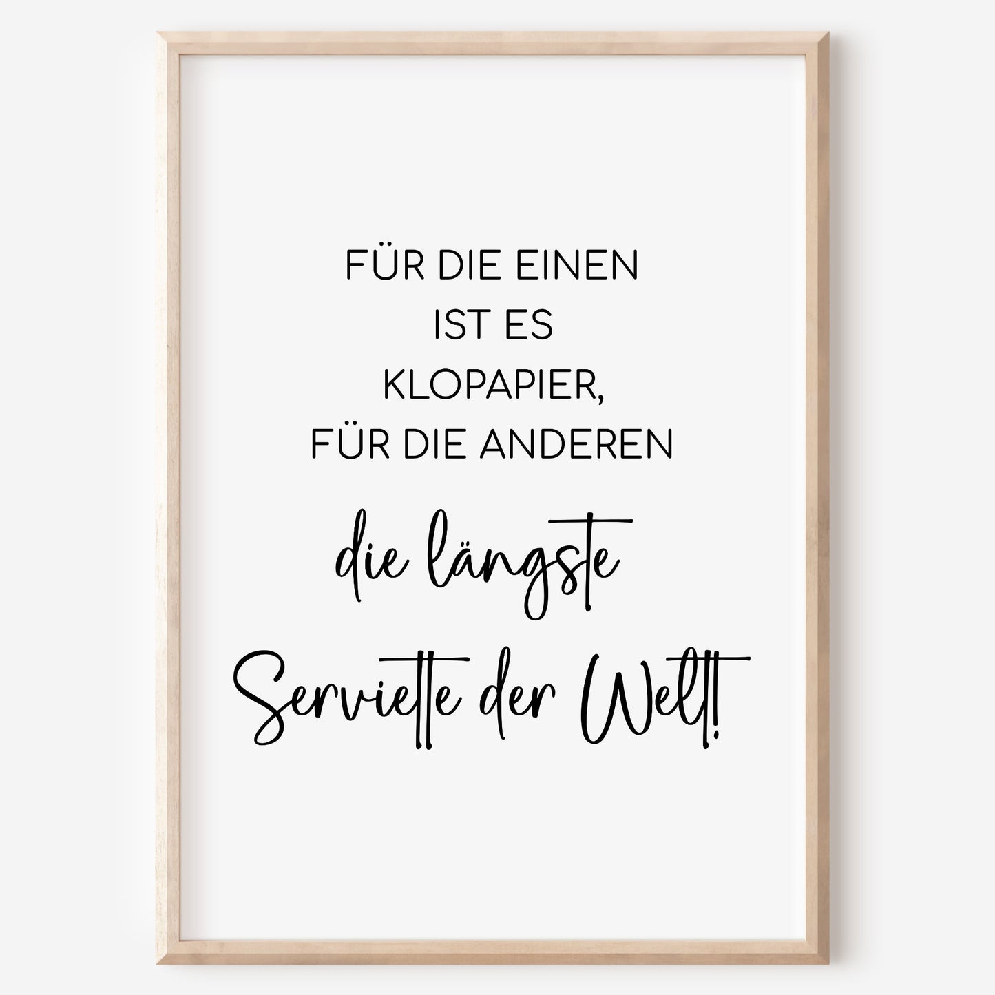 Längste Serviette Poster Badezimmer Toilette Gäste WC Spruch lustig Minimalistisch schwarz weiß Humor