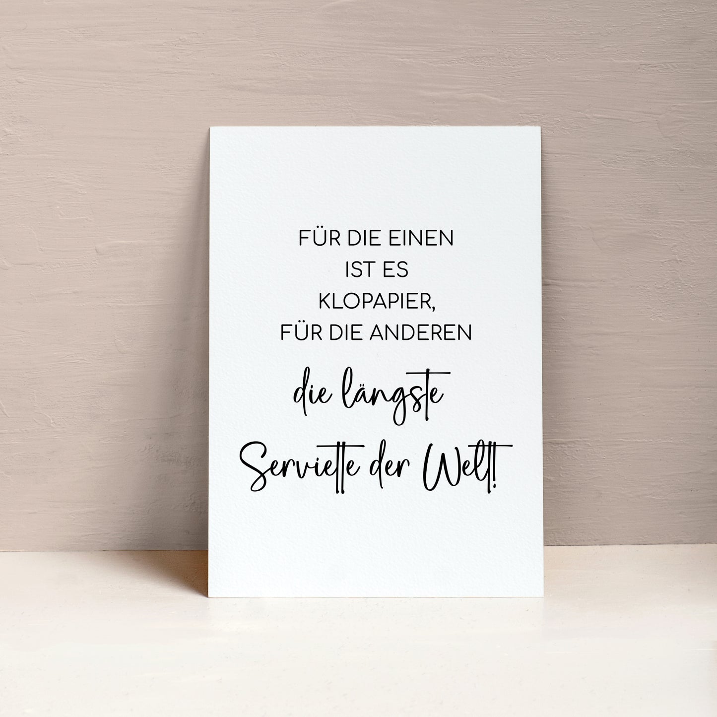 Längste Serviette Poster Badezimmer Toilette Gäste WC Spruch lustig Minimalistisch schwarz weiß Humor