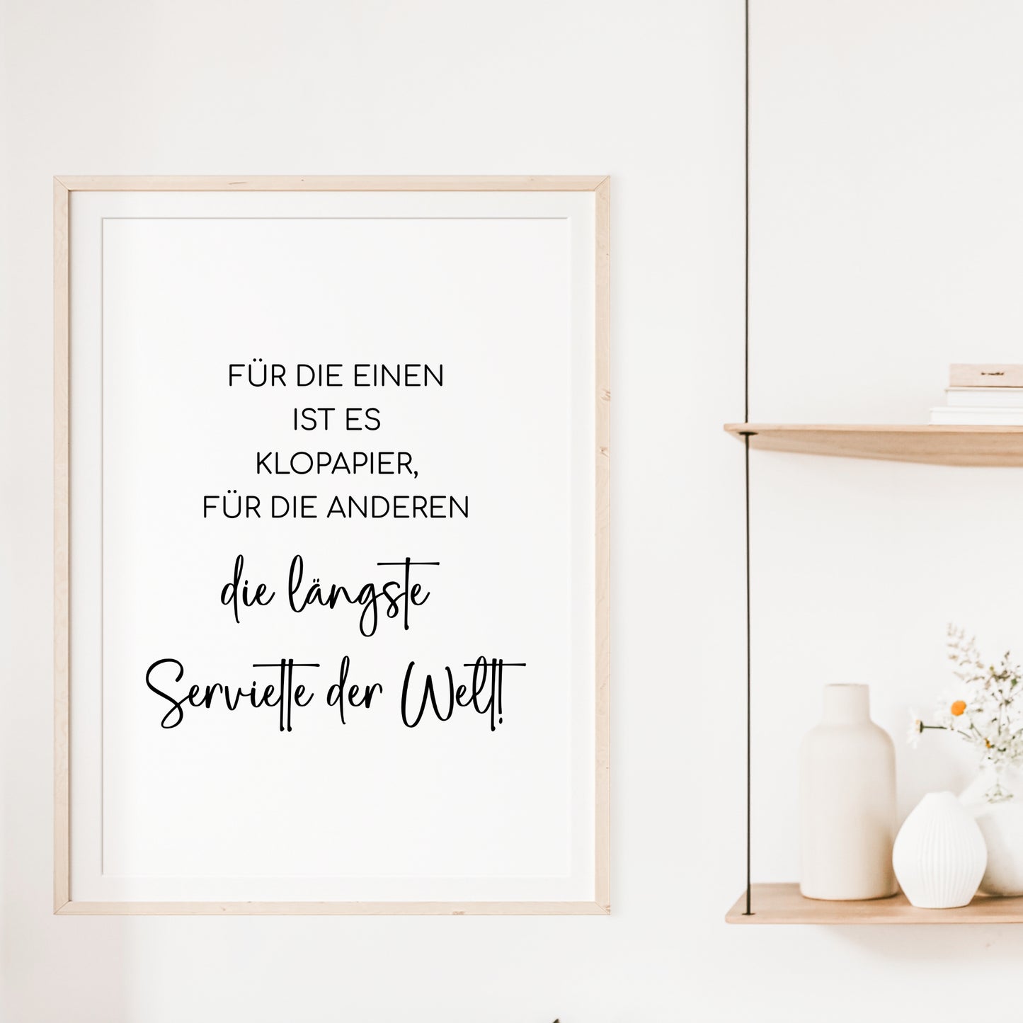 Längste Serviette Poster Badezimmer Toilette Gäste WC Spruch lustig Minimalistisch schwarz weiß Humor