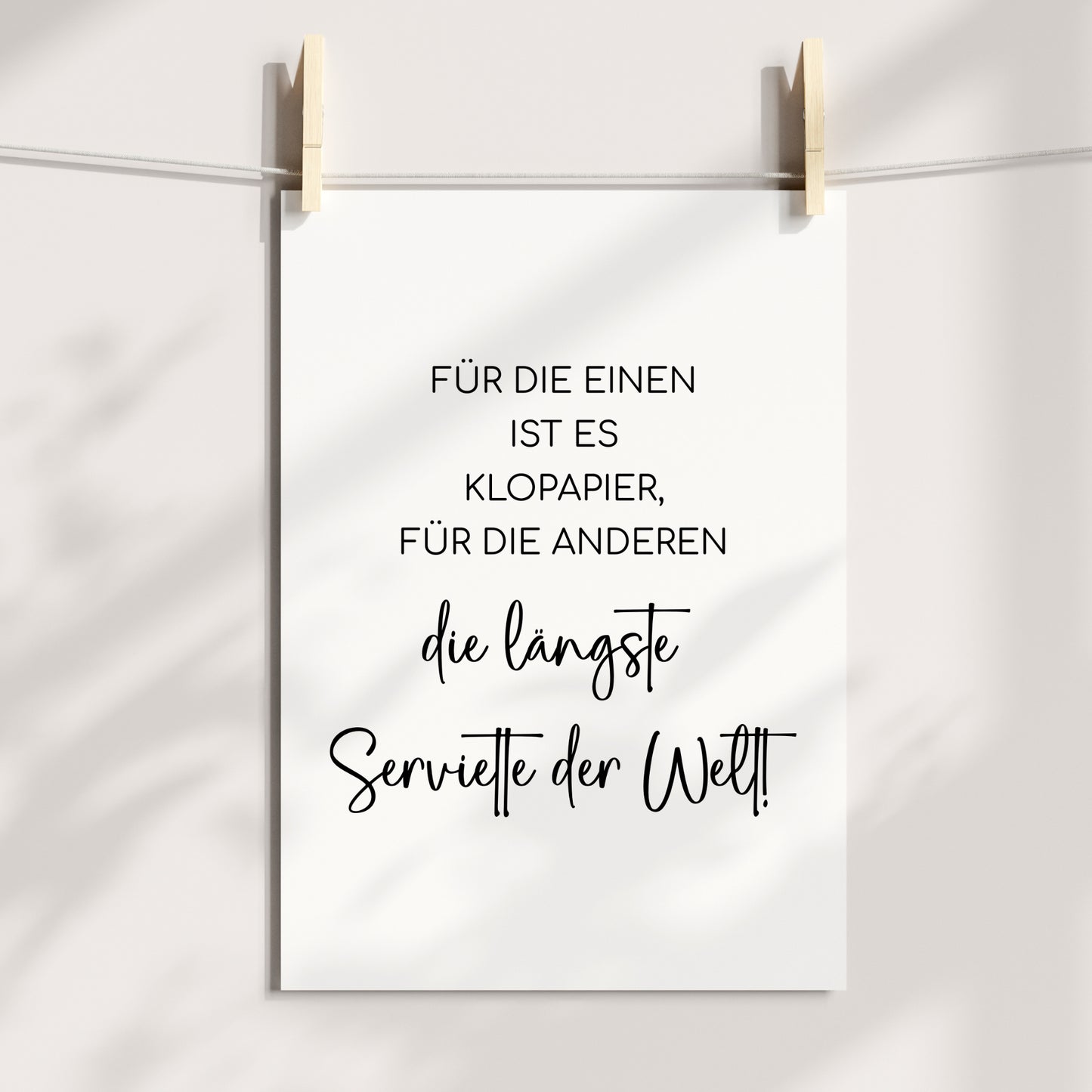 Längste Serviette Poster Badezimmer Toilette Gäste WC Spruch lustig Minimalistisch schwarz weiß Humor