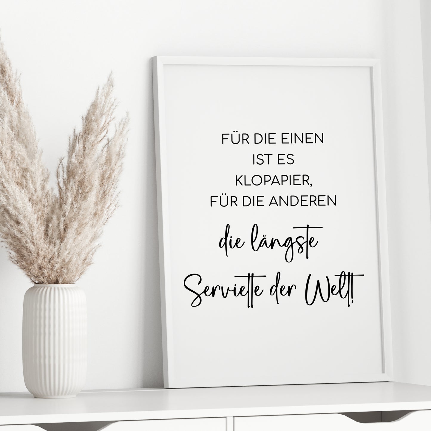 Längste Serviette Poster Badezimmer Toilette Gäste WC Spruch lustig Minimalistisch schwarz weiß Humor