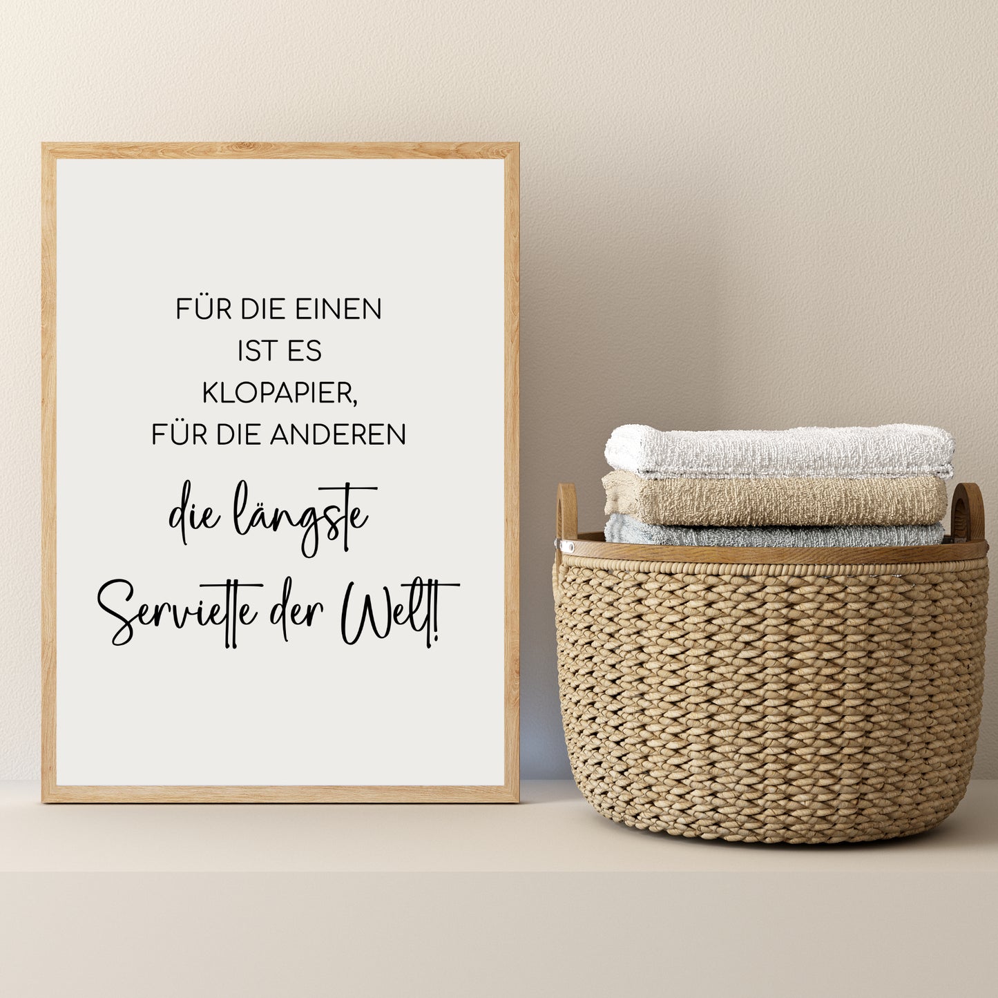 Längste Serviette Poster Badezimmer Toilette Gäste WC Spruch lustig Minimalistisch schwarz weiß Humor