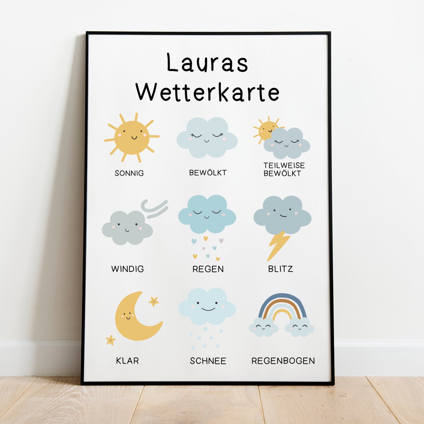 Wetterkarte personalisiert Kinderzimmer Mädchen Jungen