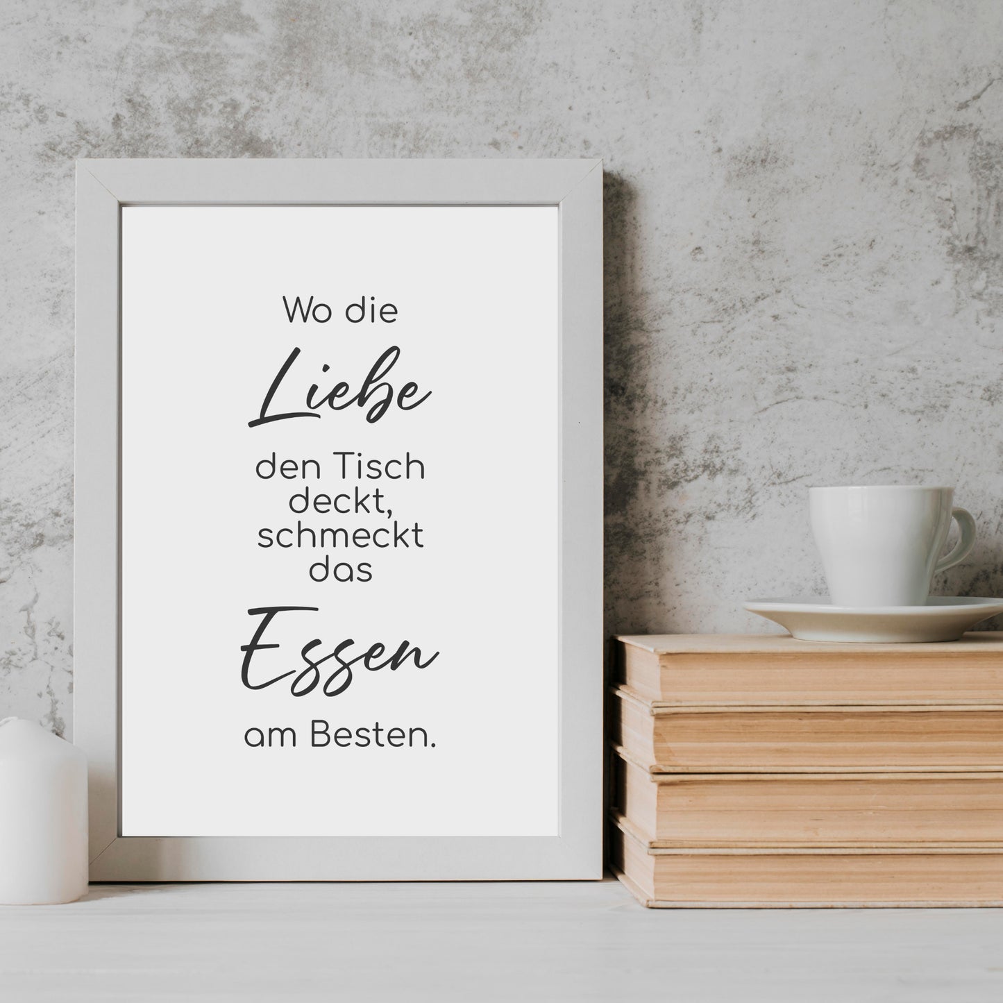 Liebe Tisch Deckt Poster Küchenbild Familie Home Zuhause Wanddeko schwarz weiß