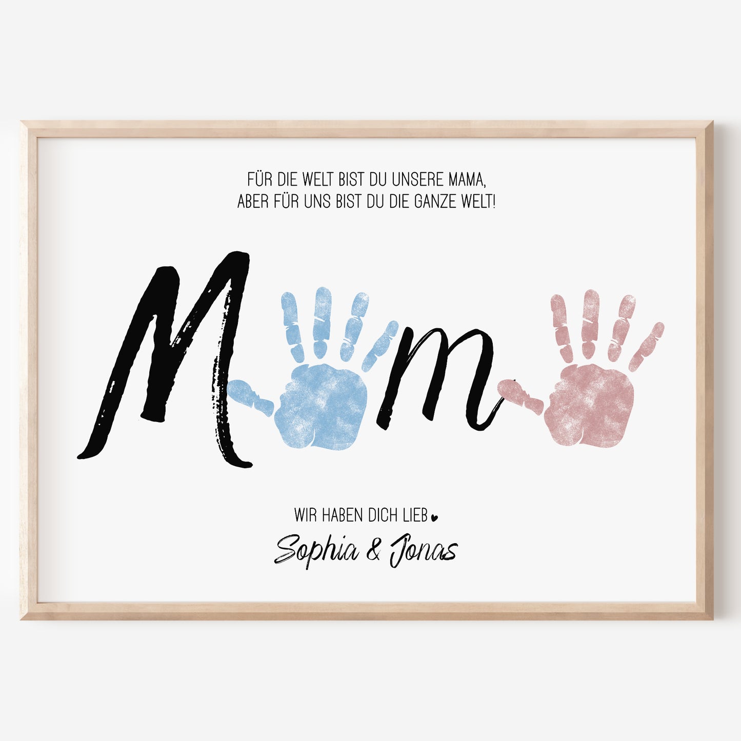 Handabdruck Kinder Baby Geschenk für Mama Vorlage personalisiert mit Namen Muttertag