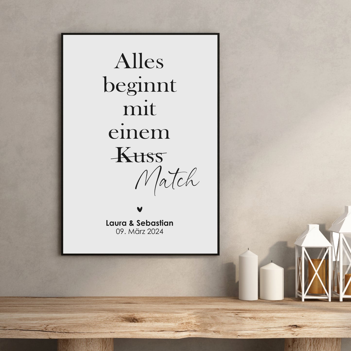 Pärchen Poster Match Personalisiert Hochzeit Hochzeitstag Verlobung Heirat Hochzeitspaar