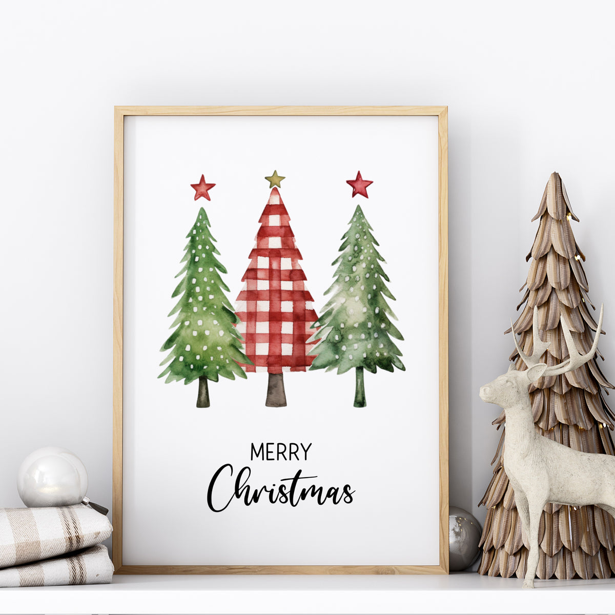Poster Weihnachten Weihnachtsbaum Weihnachtsdeko Weihnachtsgeschenk Tannenbaum Aquarell