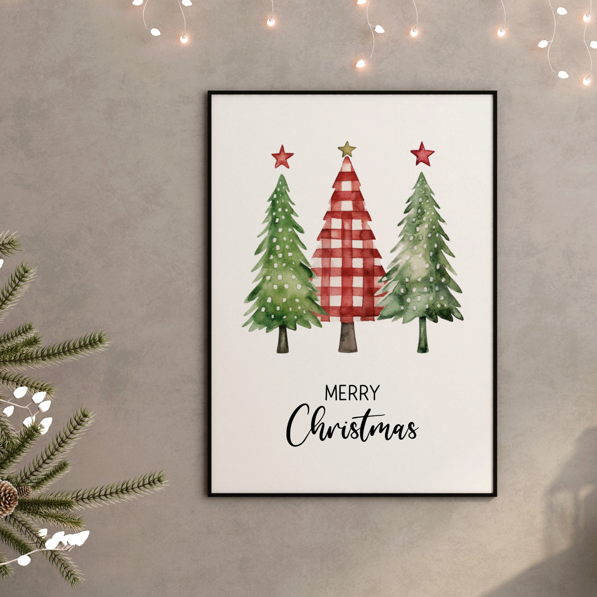 Poster Weihnachten Weihnachtsbaum Weihnachtsdeko Weihnachtsgeschenk Tannenbaum Aquarell