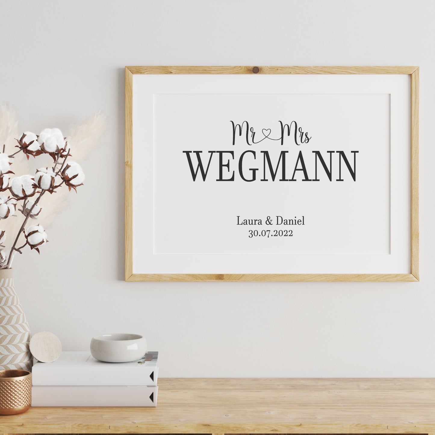 Pärchen Poster Mr Mrs Personalisiert Hochzeit Beziehung Verlobung Heirat Hochzeitspaar