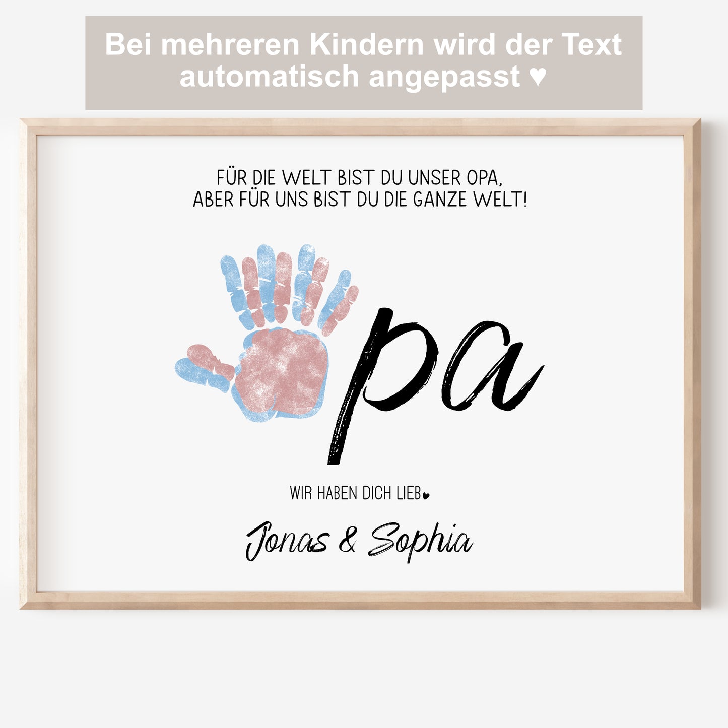 Handabdruck Kinder Baby Geschenk für Opa Vorlage personalisiert mit Namen Vatertag