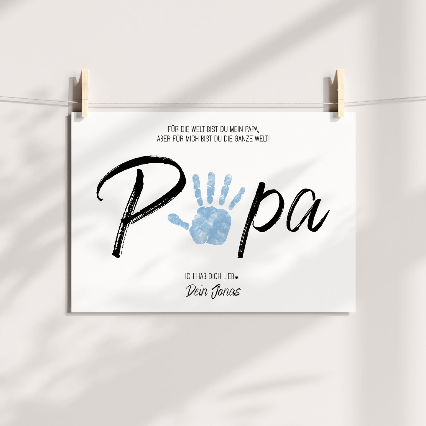 Handabdruck Kinder Baby Geschenk für Papa Vorlage personalisiert mit Namen Vatertag