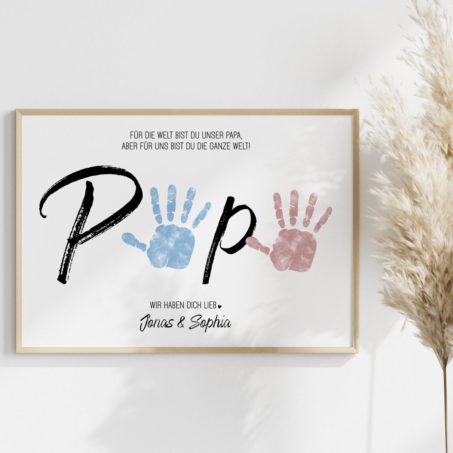 Handabdruck Kinder Baby Geschenk für Papa Vorlage personalisiert mit Namen Vatertag