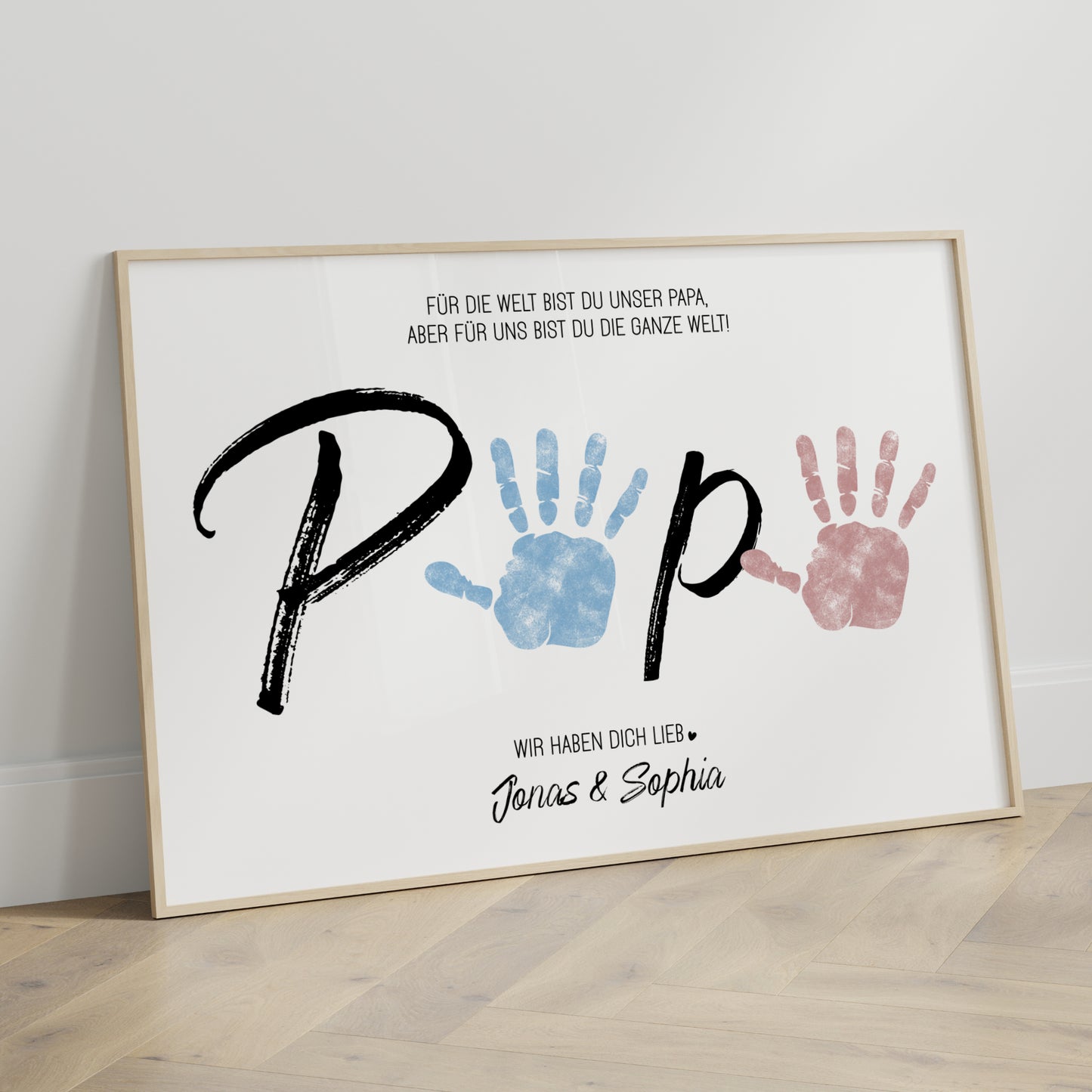 Handabdruck Kinder Baby Geschenk für Papa Vorlage personalisiert mit Namen Vatertag