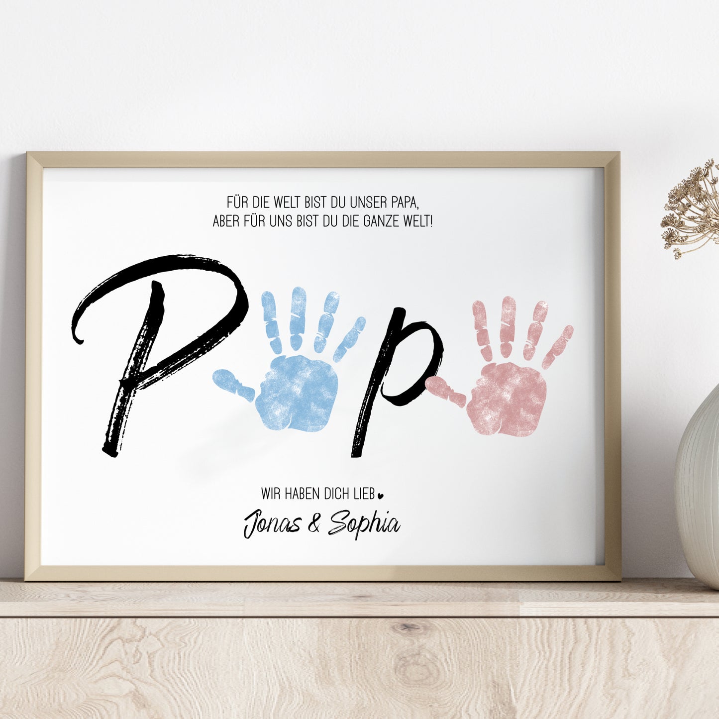 Handabdruck Kinder Baby Geschenk für Papa Vorlage personalisiert mit Namen Vatertag