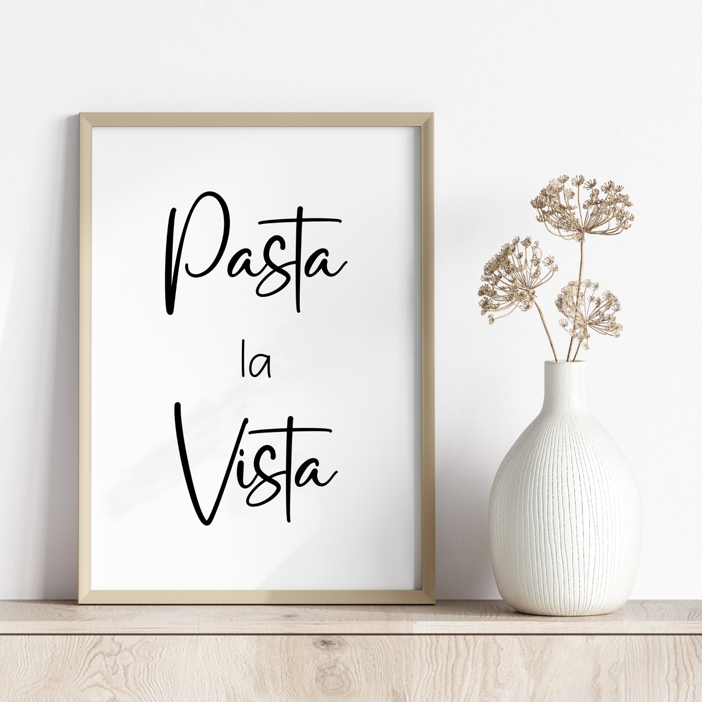 Pasta la Vista Poster Wanddeko Küchenbild Küche Spruch lustig witzig Minimalistisch schwarz weiß