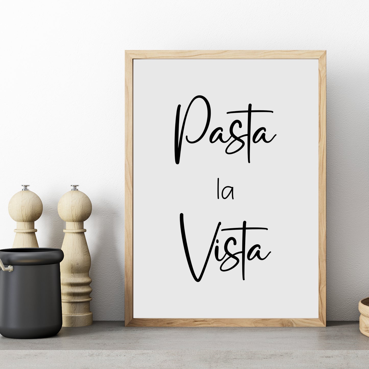 Pasta la Vista Poster Wanddeko Küchenbild Küche Spruch lustig witzig Minimalistisch schwarz weiß